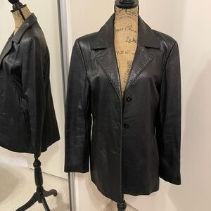 Elegant Black Leather Blazer